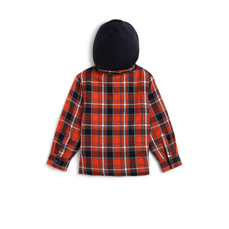 Boys Medium Orange Long Sleeve Flannel Shirt image number null